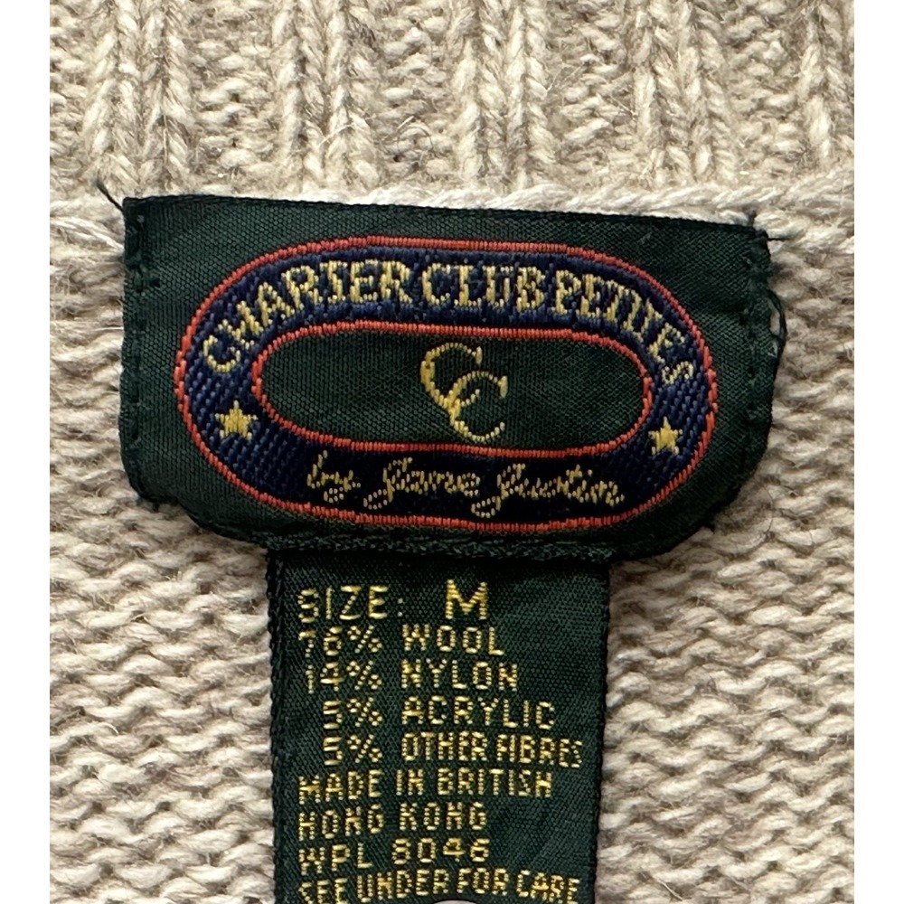 Vintage Charter Club Petite Medium Women's Wool Goose Cardigan Cottagecore - Picture 5 of 10